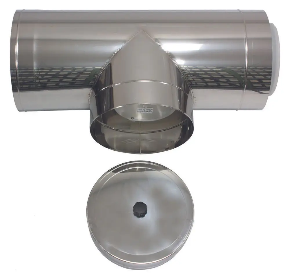 Edelstahl-Revisionselement zur Installation in einem Abgassystem, geeignet für Fassadenmontage. Produkt ist kompatibel mit Vaillant-Systemen.